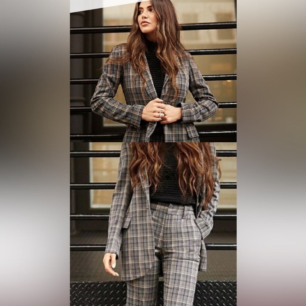 Grey Plaid dress pants Negin x Express